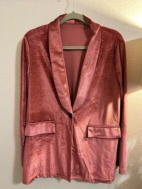 Women's Dusty Rose Velvet Blazer Jacket - Unbranded